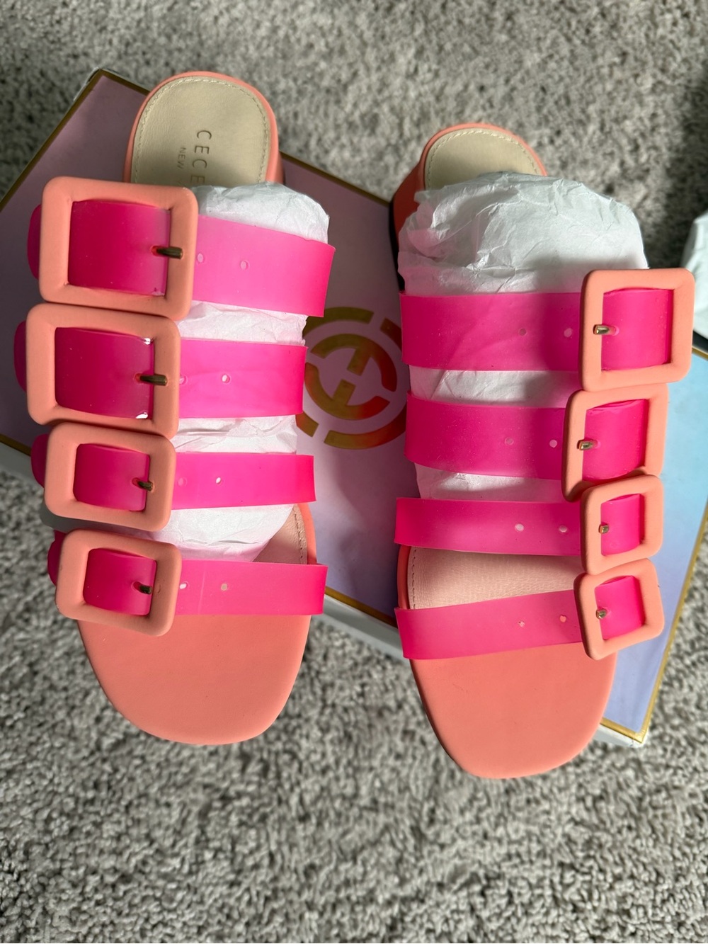 CECELIA NEW YORK Pink Multi Lexington Slide Sandals